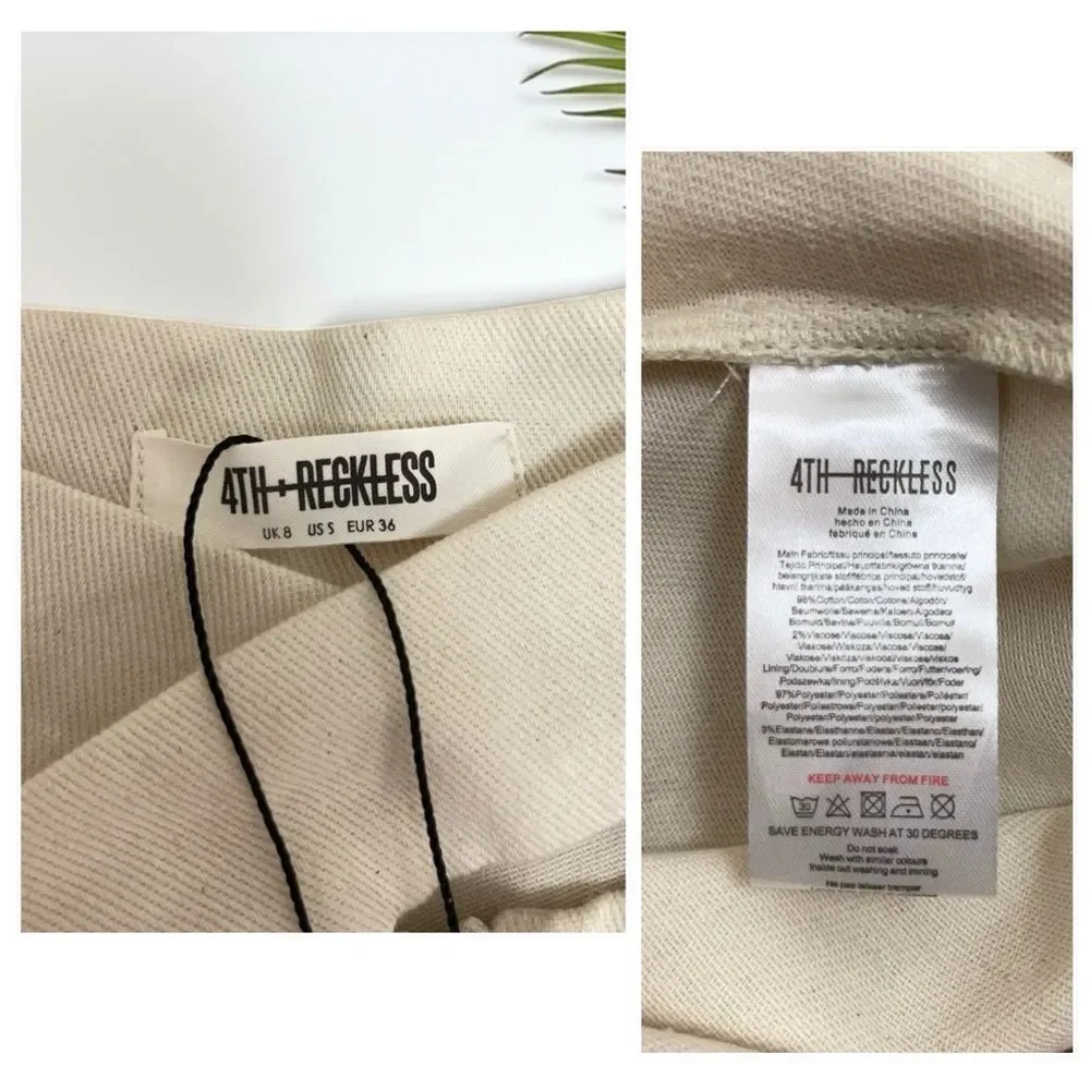 4th & Reckless NWT Melanie Deconstructed Belted Shorts in Oat Cream